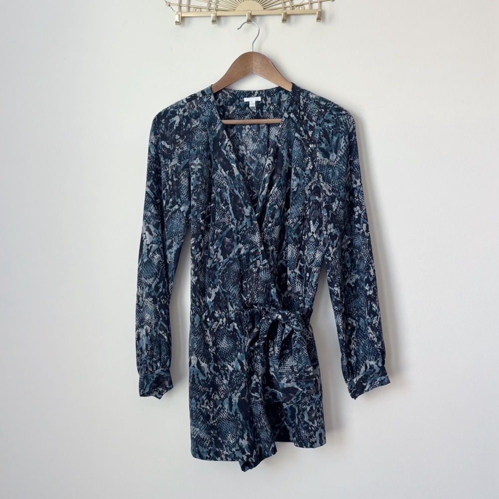 Intermix Blue Python Print Silk Romper XS Summer Maximalist